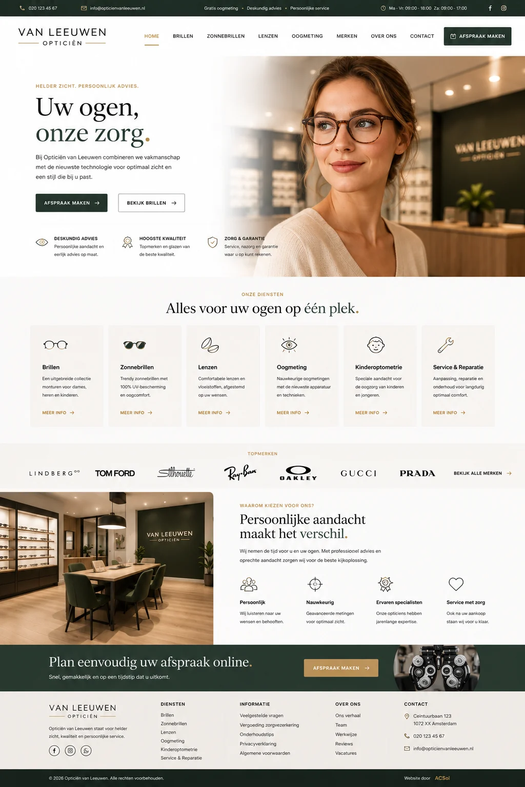 Modern designvoorbeeld voor opticien Van Leeuwen